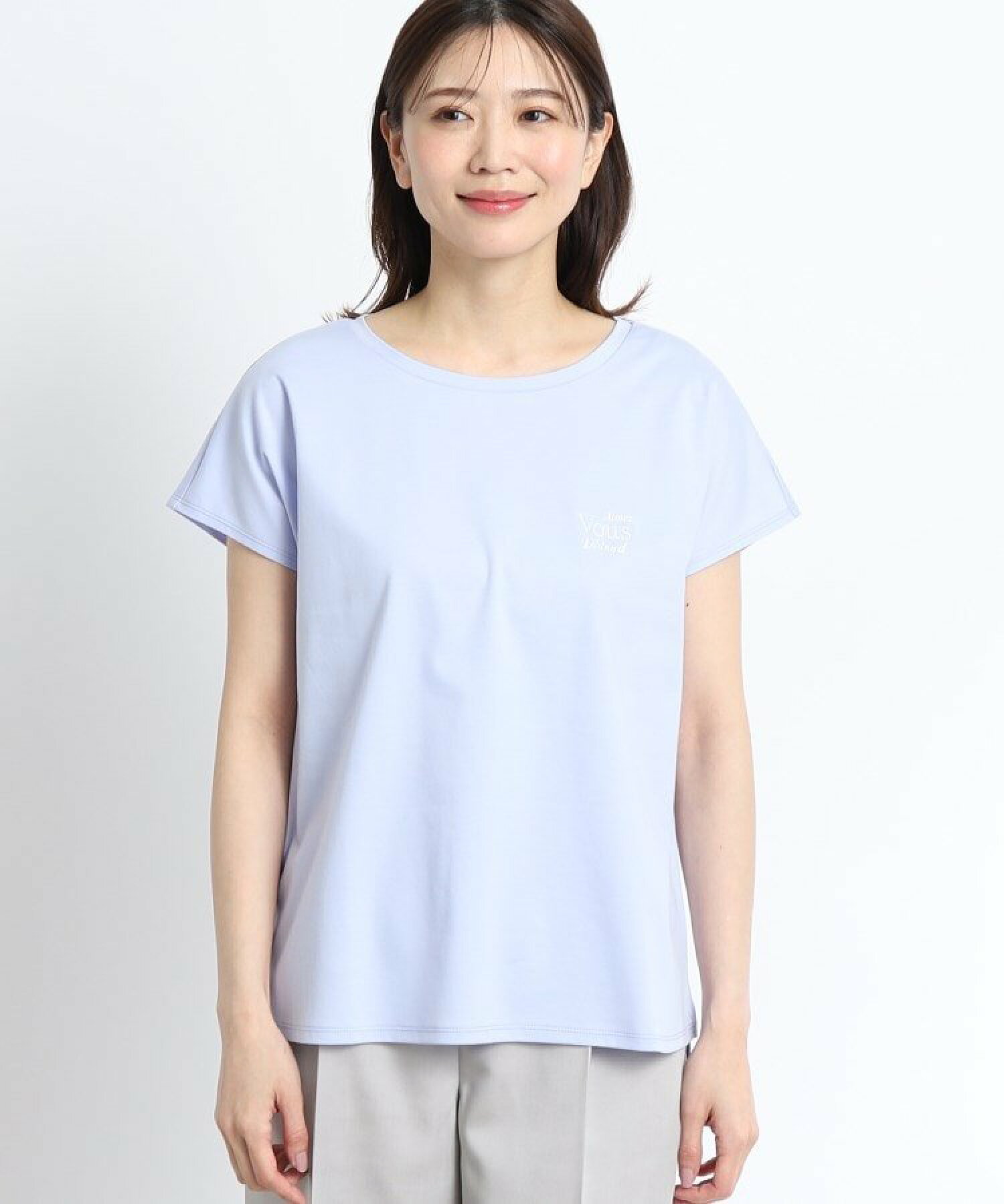 【マシンウォッシュ可能/UVカット/接触冷感】フレンチスリーブロゴTシャツ
